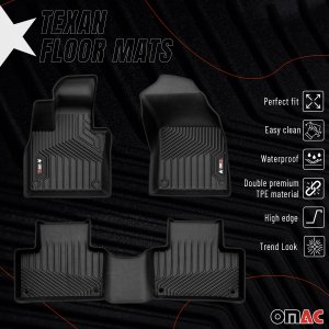 Volvo XC90 Floor Mats - Omac - 3D Texan Premium TPE - Black - 2016-2025